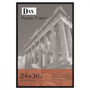 DAX MANUFACTURING INC. Flat Face Wood Poster Frame with clear plastic window, 24 x 36, Black UCP1020